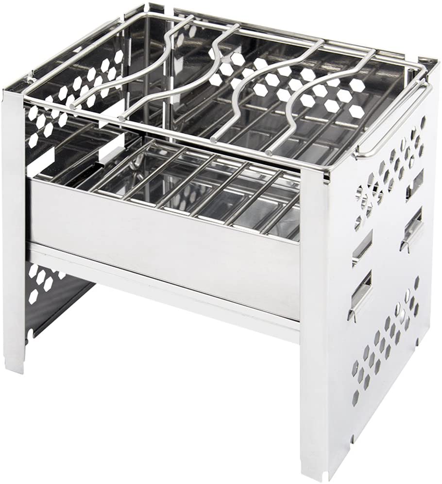 Folding stove barbecue fire table outdoors compact one multi-role 1-2 persons with two-stage adjustment storage bag